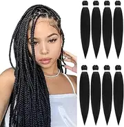 ROSDINA Pre-Stretched Braiding Hair - 26 Inch Natural Hair Extension Braiding Hair Pre-Stretched Professional Synthetic Fiber Crochet Hair Hot Water Setting for Braid Soft Yaki Texture (26”, 1B-8P)