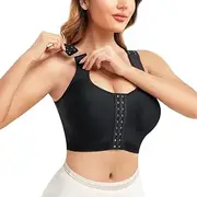 [Generic] Adjustable Front Closure Bras for Women Bra Compression Tank Top Posture Shapewear Top (AU, Alpha, XX-Large, Black)