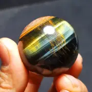 TOP64G 35MM Natural Tiger eye Crystal Sphere Ball 5295+
