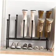 Free Standing Shoe Racks - Metal Boot Rack, Shoe Organizer for Large Black