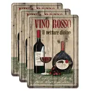 3PK Nostalgic Art Metal/Paper Coated Mailing Postcard Vino Rosso w/Envelope 14cm