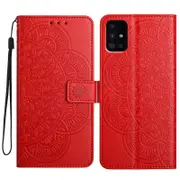 For Samsung Galaxy A51 4G SM-A515 PU Leather Wallet Case Imprinted Flower Cover