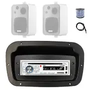 Pyle Marine CD Radio,Adapter,Spa Bezel,Antenna,Wire, 2x 4" 30 Watt White Speaker