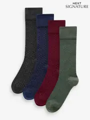 Rich Colour Spot Pattern Modal Signature Socks 4 Pack (Q61828) | $29
