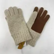 Portolano for J.Crew Lambswool Leather Smartphone Gloves S-M Beige New with Tags