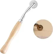 TOPPERFUN DIY Craft Tool 2 Pack Wooden Handle Steel Toothed Cloth Wheel Scanning Line Wheel Round Delimit Scribe Wheel for Tailor Cross-Stitch