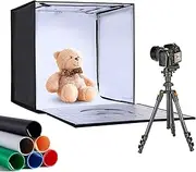 Photo Studio Box, 15.7"/19.7" Portable Foldable Photography Light Box, Shooting Tent with 80 LED Lights Dimmable, 6 Photo Backdrops for Product Photography 40cm