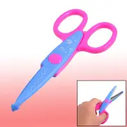 Lavender Fuchsia Plastic Handle Rabbit Pattern Wavy Edge Decorative Scissors
