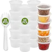 70Pcs Deli Containers with Leakproof Lids, Plastic Food Containers, 16oz*50 Pcs Deli Boxes​​ and 20 Spoons, Used for Storing Fresh Food