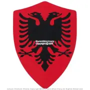 Medieval Crusader Knight German Twin Eagle Foam Shield Red with Straps LARP