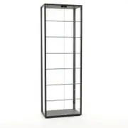 East Glass Display 7 Tier Cabinet Trophy Display Storage Shelf 2 Door Black
