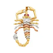 GOLD-14K Tri Color Gold Scorpion Charm Pendant For Necklace or Chain