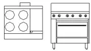 GOLDSTEIN 915MM RANGES - 4 SOLID PLATES WITH GRIDDLE ELECTRIC - 711MM FAN FOR...