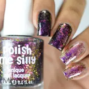 Polish Me Silly - Jinx - Hot Pink Fuchsia Magenta Green Gold Flakie Nail Polish