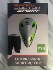Shock Doctor Sport Compression Short W/ Cup Size Youth. Color Green