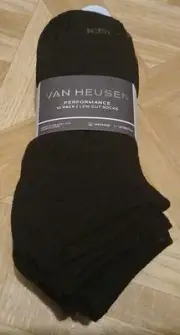 Van Heusen Performance Low Cut Socks 10 Pack Men's 6-12.5 Black Brand New