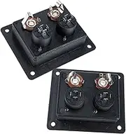 Cabilock 2pcs Recessed Banana Speaker 2-Way Terminal Rectangle Plate Speaker Wire Connector for Subwoofer Box Terminal Binding Post and Speaker Connector