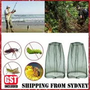 1-5xGreen Mosquito Fly Head Net Outdoor Fishing Insect Mesh Hat Mozzie Protector