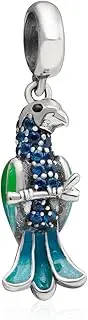 [ABAOLA] Sparkling Green Parrot Charm Animal Beads 925 Sterling Silver Beads fit Pandora Bracelets (Green)