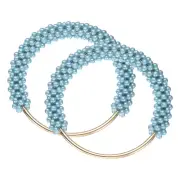 2Pcs Purse Handle, Imitation Pearl Beaded Handbag Straps for DIY Bag, Blue