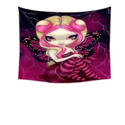 Pink Lightning Storm Clouds Blond Fairy Tapestry