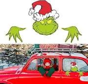 Christmas Cartoon Stickers for Cars, 7.87" Waterproof Cute Cartoon Christmas Window Decorations, Funny Holiday Decorations for Car Windshield Window Decals (Green)