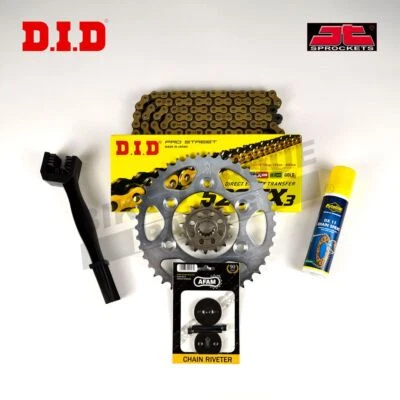 DID JT X-Ring Gold Chain & Sprocket Kit for Husqvarna SMR570 2002-2004 + Fit Kit