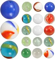 60 Pcs Colored Glass Ball Tank Aquatic Blue Rainbow Bead Fluorescent Sensory Marble Teal Decorative Creative Small Multi-Color Glow Pebbles Tiny Craft Ornaments Assorted for