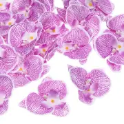 40Pcs 3.5" Artificial Silk Butterfly Orchid Flower Heads for DIY, Purple