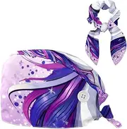 [YTYVAGT] Scrub Caps Women,Scrub Hats Suitable for Women,Animal Unicorn Purple Pattern