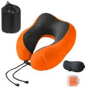 Catzon Travel Neck Pillow Premium Memory Foam for Airplane Car Office-Orange