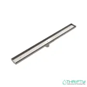NERO TILE INSERT V CHANNEL FLOOR GRATE 50MM OUTLET WITH HOLE SAW BRUSHED NICKEL