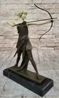 Art Deco Nouveau Figurine and Genuine Bronze Goddess of Hunt Diana Statue Artwor