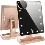 Lighted Makeup Mirror, Vanity Mirror with Bluetooth (Rose Gold)