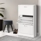 3-Compartments Adjustable Shoe Cabinet Storage Cupboard Upto 36-pairs Organiser