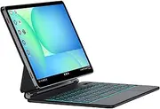[JUQITECH] Magic Keyboard Case for Samsung Galaxy Tab S10 FE S9 FE 5G 10.9" S9 S8 S7 11", Floating Cantilever Magnetic Stand Wireless Backlit Trackpad Keyboard, Shortcut Keys S Pen Slot Battery Display