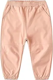 [Panegy] Children's Waterproof Trousers Girls Boys Lightweight Windproof Trousers with Fleece Lining Softshell Windbreaker Rain Snow Trousers