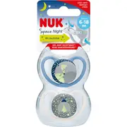 Nuk Space Night Silicone Soother 6-18 Months 2 pack