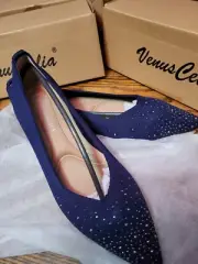 Venus Celia Ballet shoes flats size 38 Women’s Navy Blue Knit With Sparkles