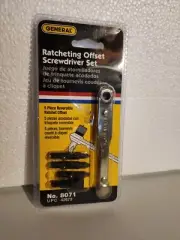 GENERAL 8071, Ratcheting Offset Screwdriver Set, 5 Piece, NEW