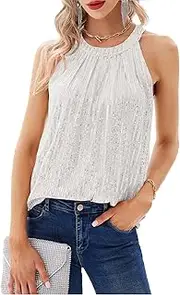 [BQDCQB] Women Sequin Halter Tops Shirt Summer Dressy Shimmer Sleeveless Sparkly Glitter Club Party Tank Top Blouse