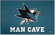 FANMATS 14482 NHL - San Jose Sharks Man Cave Starter Mat Accent Rug - 19in. x 30in. | Sports Fan Home Decor Rug and Tailgating Mat
