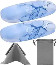 [YOKONICO] Premium Hard Sunglasses Case,2 Pack Hard Shell Eyeglasses Case PU Leather Protective Glasses Cover Eyeglass Holder Box Includes Cleaning Cloth and Pouch- Men's & Women's
