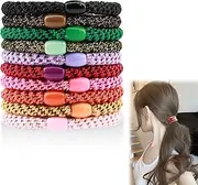 Yeria Kknekki Original Multicolour Braided Hair Bobbles for Women, High-Quality Elastic Hair Bands, Fashion Hair Bobbles for Women, Girls and Children, Pack of 10