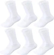 [Coziwill Socks] Kids Crew Socks Boys Cushioned Athletic Socks Girls Cotton Dress Socks Thick Sports School Uniform Youth 6 Pairs