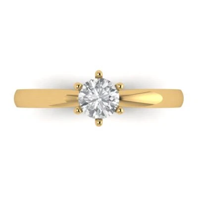 0.5Ct Round Cut White Sapphire Solid Gold Solitaire Engagement Promise Ring