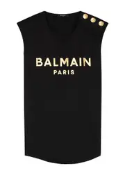 Balmain Black Logo Cotton Tank - M M