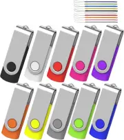 32GB Flash Drive, Pack of 10 USB Drive, Portable Keychain Lanyard Thumb Drive fo
