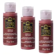 3x Plaid FolkArt Terra Cotta 59ml Acrylic Art Paint Red Clay Textured Finish