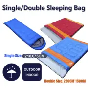 Single/Double Outdoor Camping Sleeping Bag Hiking Thermal Winter 220x85/150cm